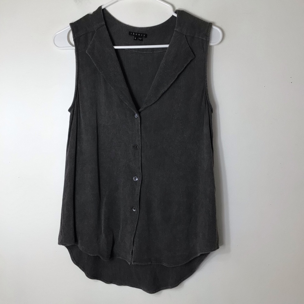 Theory top women small grey sleeveless